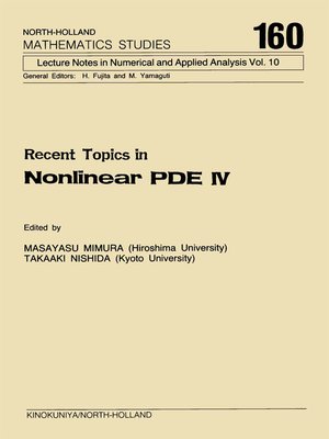 cover image of Recent Topics in Nonlinear PDE IV